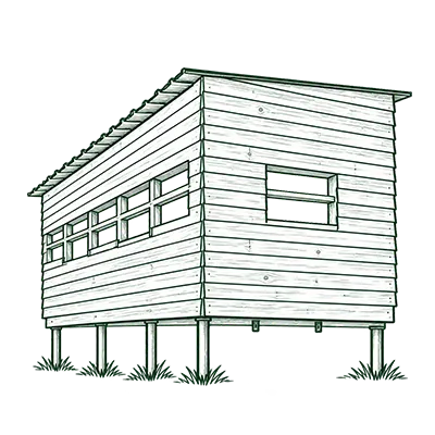 Otarci cabane en bois fayence observatoire nature pictogramme