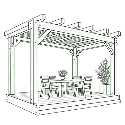 Otarci pergola et terrasse fayence pergola pictogramme