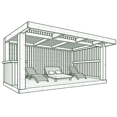 Otarci pergola et terrasse fayence pool house pictogramme
